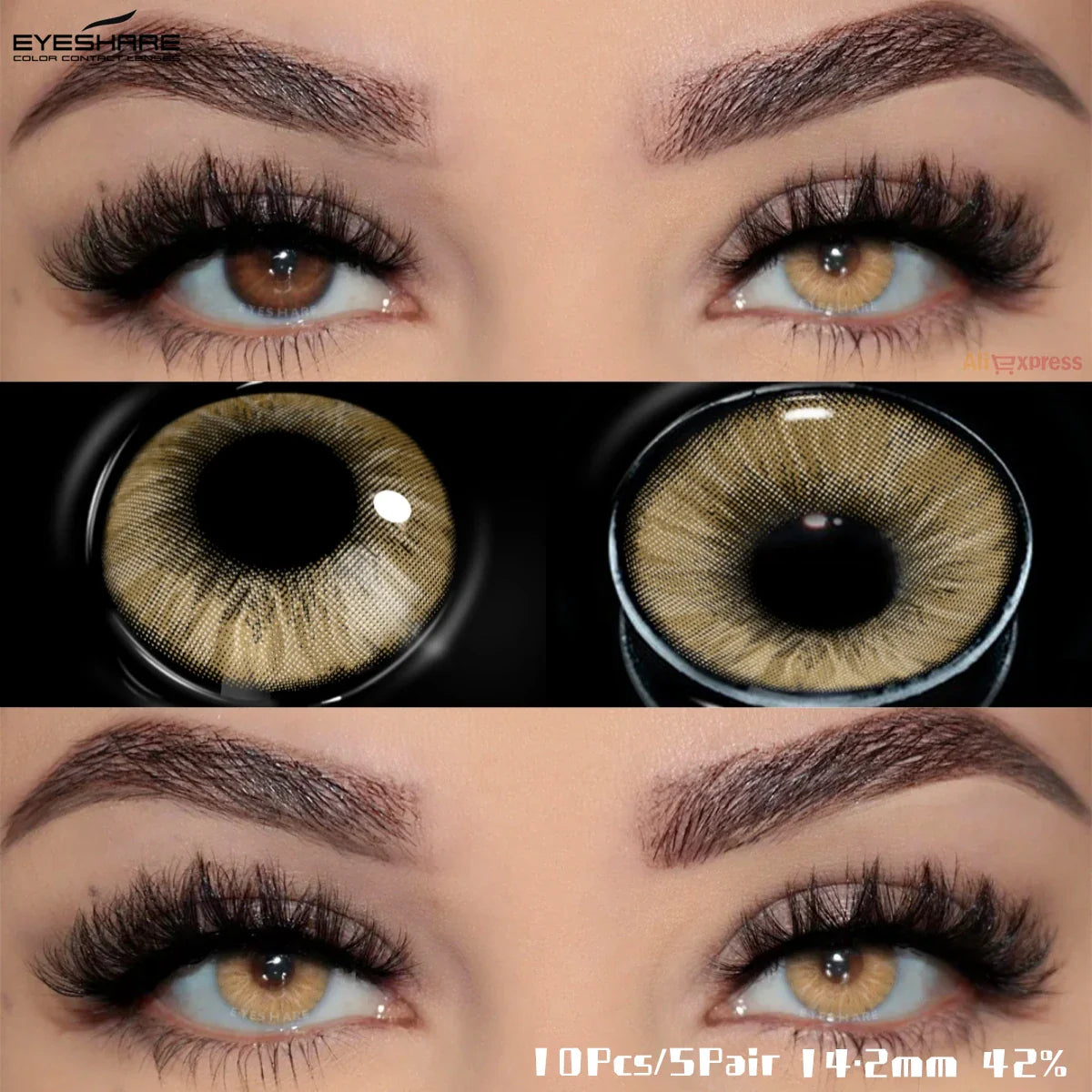 Rynx | 10pcs/5pairs Daily Disposable New Colored Contact Lenses 1Day Daily Lens Fashionable Blue Lenses Natural Brown Contact Lenses