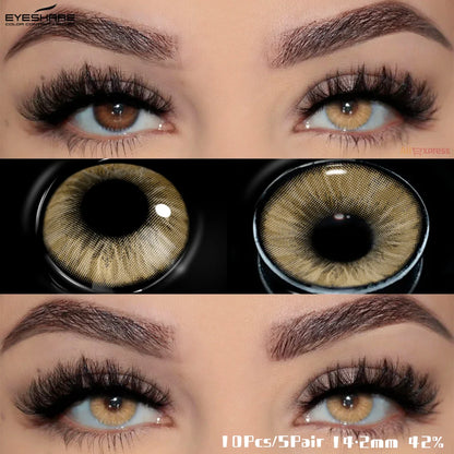 Rynx | 10pcs/5pairs Daily Disposable New Colored Contact Lenses 1Day Daily Lens Fashionable Blue Lenses Natural Brown Contact Lenses