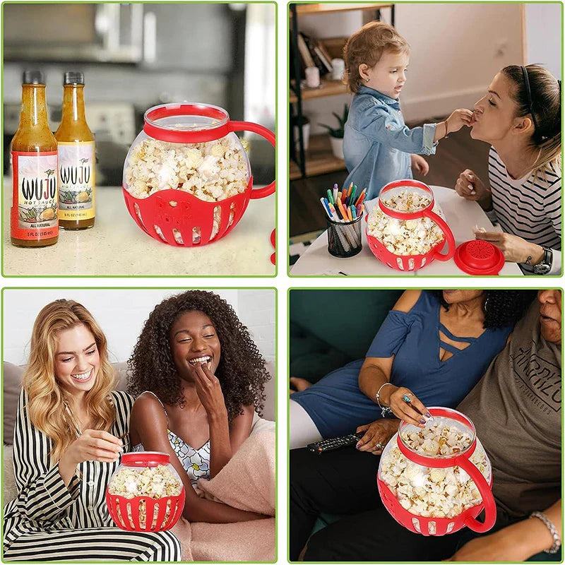 Rynx | LMETJMA 2.25QT Microwave Glass Popcorn Popper with Silicone Lid - Temperature Safe JT186 Microwave Popcorn Maker