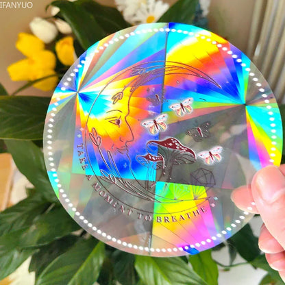 Rynx | PVC Self-Adhesive Glass Window Stickers | Sun Catcher Cat Moth Energy Suncatcher | Rainbow Prisms Sunlight Decals