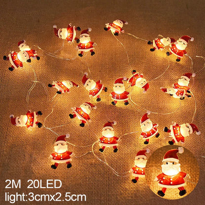 Rynx | 2M 20LED Santa Snowflake LED String Lights Christmas Decoration For Home Xmas Tree Ornament 2024 Christmas Kids Gift New Year