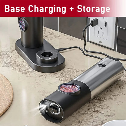 Rynx | USB Rechargeable Electric Salt and Pepper Grinder: Adjustable Coarseness, Refillable Mill - Battery Powered Kitchen Gadget