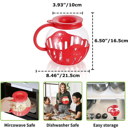 Rynx | LMETJMA 2.25QT Microwave Glass Popcorn Popper with Silicone Lid - Temperature Safe JT186 Microwave Popcorn Maker