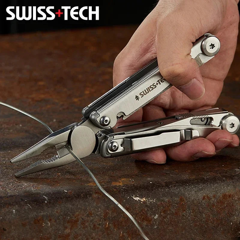 Rynx | SWISS TECH 18-in-1 Multitool Pliers – Folding Multi-Functional Tool, Pocket Knife, Portable EDC Outdoor Equipment