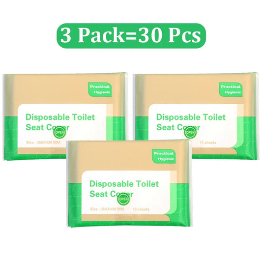 Rynx | Disposable Toilet Seat Covers: Pack of 50/30/10 - Portable, Waterproof, Biodegradable Bathroom Mats for Travel, Camping, Hotel