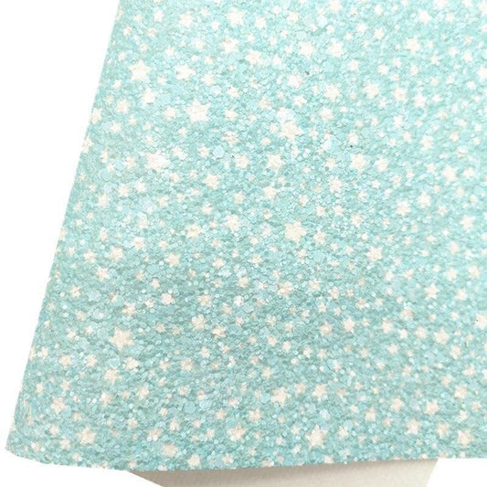 Rynx | Iridescent faux leather crafting sheet with sparkling star and heart design - 21x29CM