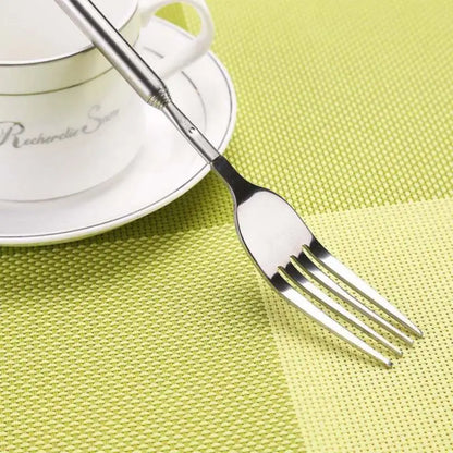 Rynx | Telescopic BBQ Extendable Fork - 64CM Long Handle, Multipurpose Dinner and Fruit Fork for Meat and Desserts, Kitchen Accessory