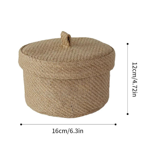 Rynx | Stylish round jute basket with lid - Contemporary organizational solution