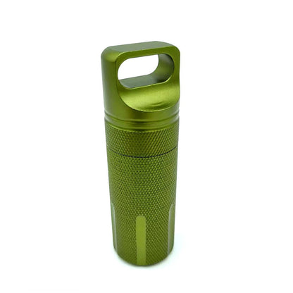 Rynx | Portable Aluminum Alloy Airtight Pill Container Bottle - Single Chamber Capsule Holder for Outdoor EDC, Waterproof Medicine Case Box
