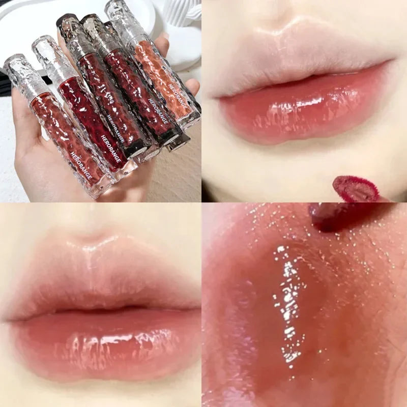 Rynx | 8 Colors Moisturizing Mirror Lip Lacquer Long-lasting Lipstick Black Tea Brown Liquid Lipstick Lip Oil Care Make-up Korean Cosmetics