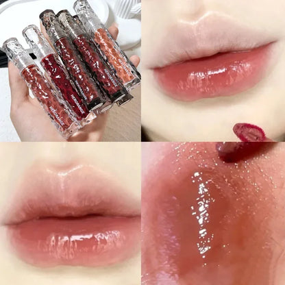 Rynx | 8 Colors Moisturizing Mirror Lip Lacquer Long-lasting Lipstick Black Tea Brown Liquid Lipstick Lip Oil Care Make-up Korean Cosmetics