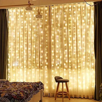 Rynx | 6/4/3M USB Curtain String Lights 8 Modes Bedroom Home Christmas Tree Garland Light Wedding Christmas Holiday Decor Fairy Lights