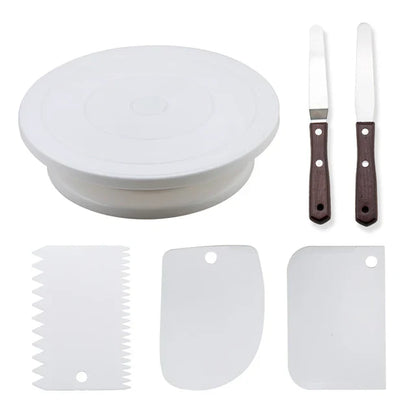 Rynx | Plastic Cake Turntable: Rotating Stable Stand for Baking Decoration - DIY Mold, Anti-Skid Round Cake Table