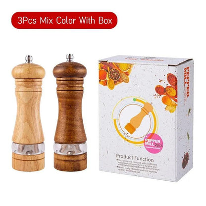 Rynx | Vintage Handcrafted Wooden Spice Mill Set - 6-Inch Gourmet Salt and Pepper Mills
