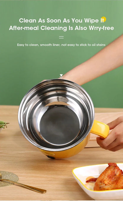 Rynx | 1.8L Mini Electric Hot Pot – Multifunctional Cooking Pot for Noodles & Small Meals, Stainless Steel Liner