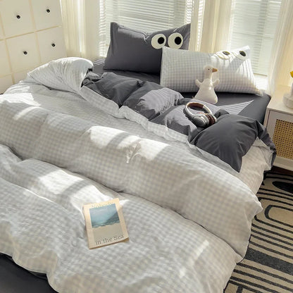 Rynx | Striped Bedding Comfort Set with Pillowcase Bed Sheet Twin Size Full Size Bedding Duvet Set Queen/King Double Twin Bed