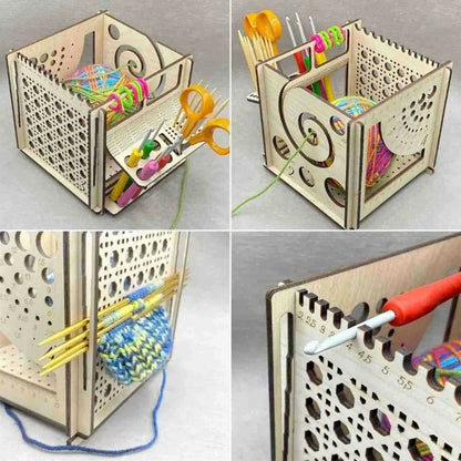 Rynx | Handcrafted Wooden Crochet Yarn Bowl: All-in-One Dispenser, Holder, and Storage Solution for Craft Knitting Enthusiasts