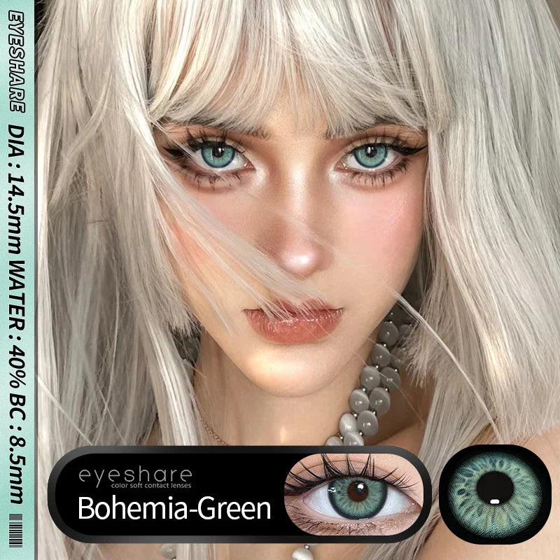 Rynx | 1 Pair New Colored Contact Lenses for Eyes Green Contact Lenses Fashion Blue Eye Lenses Annual Gray Beauty Contact Lenses