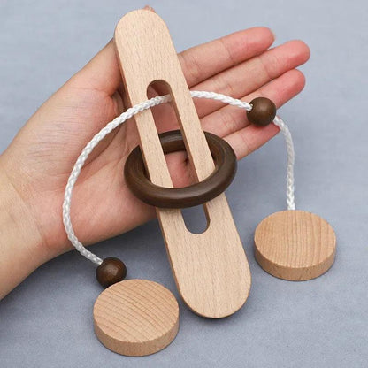 Rynx | Montessori Wooden Luban Kong Ming Lock Puzzle - Challenging Thinking Game for All Ages, Fun IQ Boosting Game
