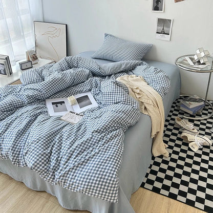 Rynx | Striped Plaid Series Bedding Comforter Sets Duvet Cover Sheet Set with Pillowcase Bedding Set for Queens/King Bed