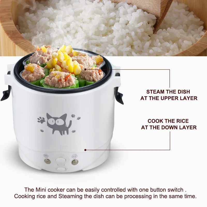 Rynx | Electric Mini Rice Cooker, Portable Multi-Cooker for Car & Home