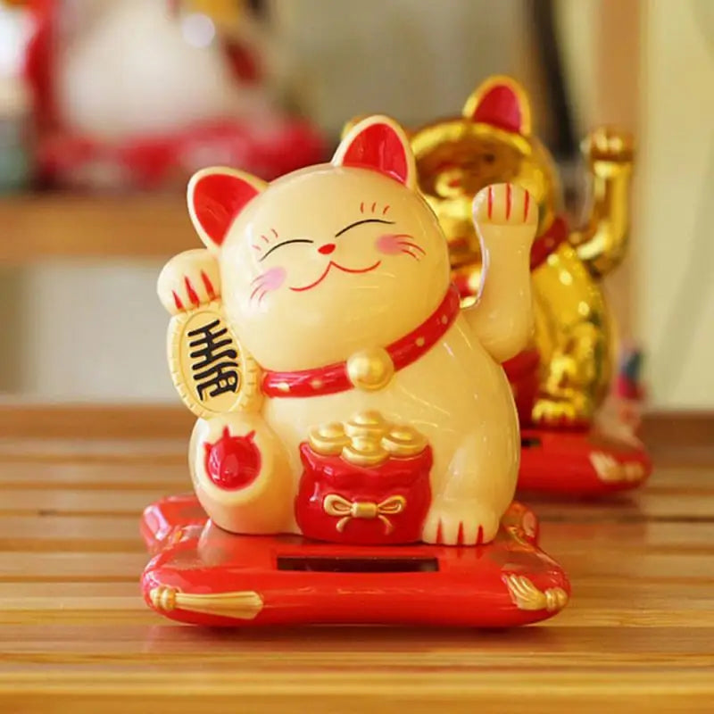 Rynx | LuckyMiko Chinese Lucky Cat | Waving Cat with Movable Arm | Feng Shui Decoration for Home & Office | Symbol of Prosperity