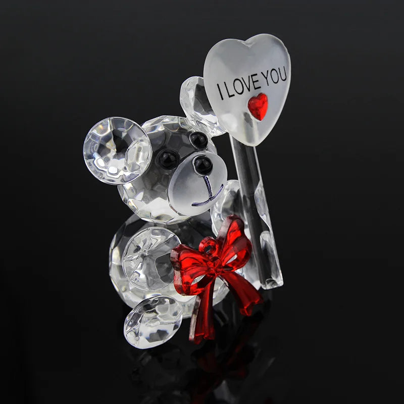 Rynx | Crystal Bear Glass Rose - Valentine's Day Gift, Fashion Ornament, Wedding Home Decor