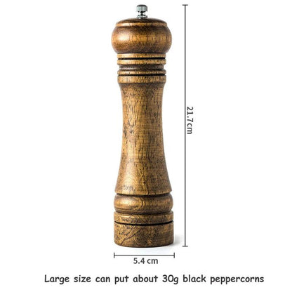 Rynx | Stylish Wood Salt and Pepper Mill Set with Adjustable Ceramic Mechanisms and Elegant Stand