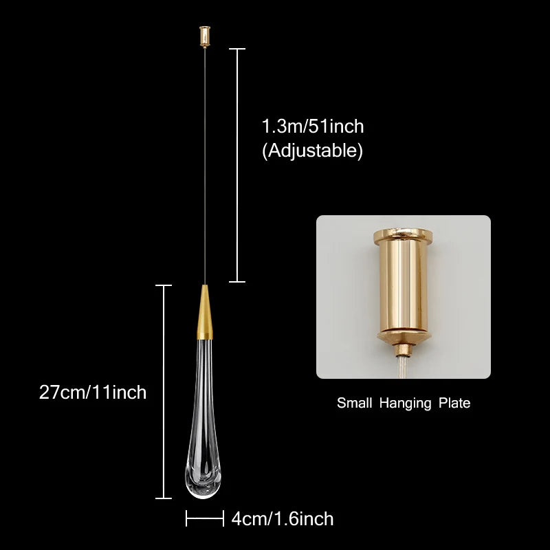 Rynx | Crystal LED Pendant Lights: Perfect for Bedrooms, Dining Rooms, Bar - Water Droplet Chandelier, Stair Lamp for Interior Decoration