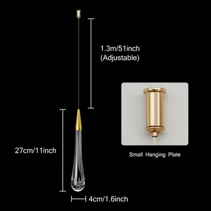 Rynx | Crystal LED Pendant Lights: Perfect for Bedrooms, Dining Rooms, Bar - Water Droplet Chandelier, Stair Lamp for Interior Decoration