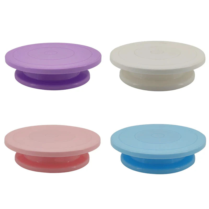 Rynx | Plastic Cake Turntable: Rotating Stable Stand for Baking Decoration - DIY Mold, Anti-Skid Round Cake Table