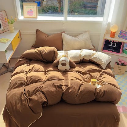 Rynx | INS Stripes Bedding Comforter Set Pillowcase Bed Sheet Twin Full Size Bedding Duvet Set Queen/King Double Twin
