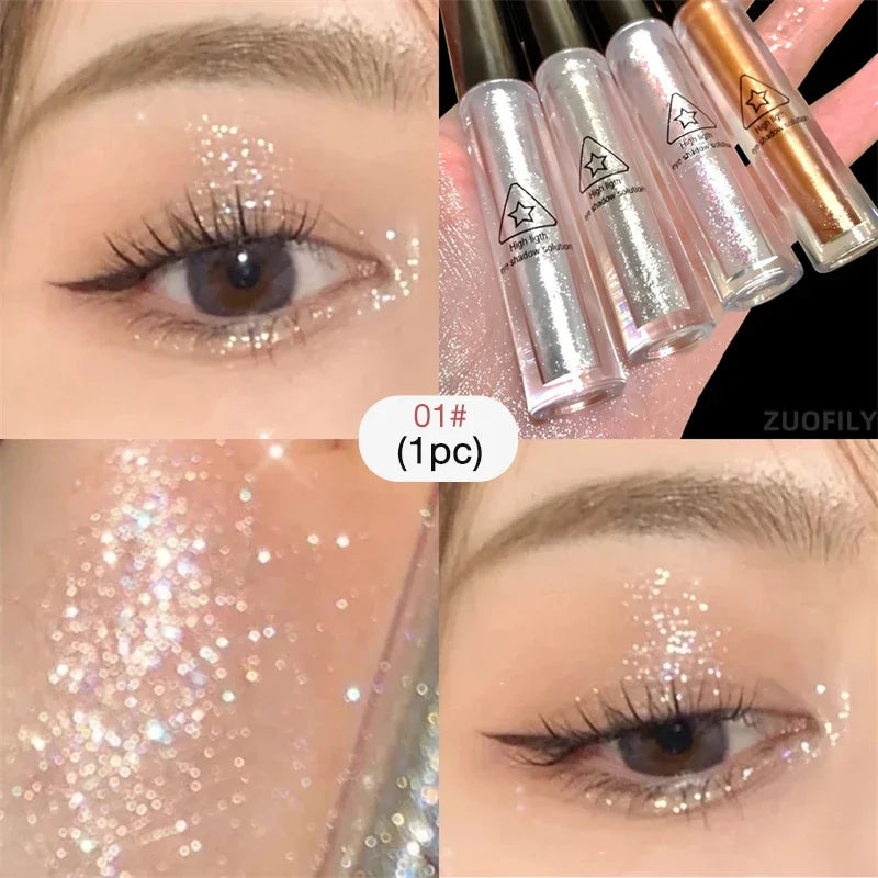 Rynx | 4pcs/1pcs Flüssiger Lidschatten Perlen Glitzer Lang anhaltend Wasserdicht Flüssiger Lidschatten Schnelltrocknender Glitzer Schimmer Augen Make-up