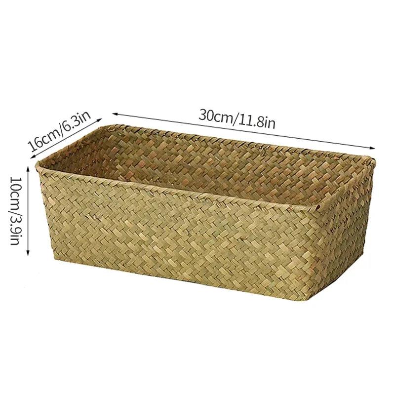 Rynx | Natural Seaweed Organizer Basket with Lid - Stylish Storage Solution for Cosmetics, Small Items, and Laundry