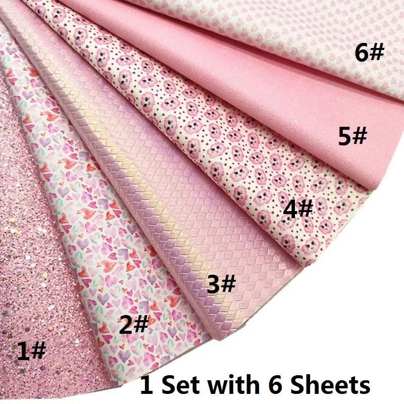 Rynx | Sparkling Pink Heart & Cloud Faux Leather Crafting Sheet - Ideal for DIY Projects
