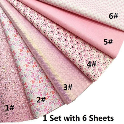 Rynx | Sparkling Pink Heart & Cloud Faux Leather Crafting Sheet - Ideal for DIY Projects