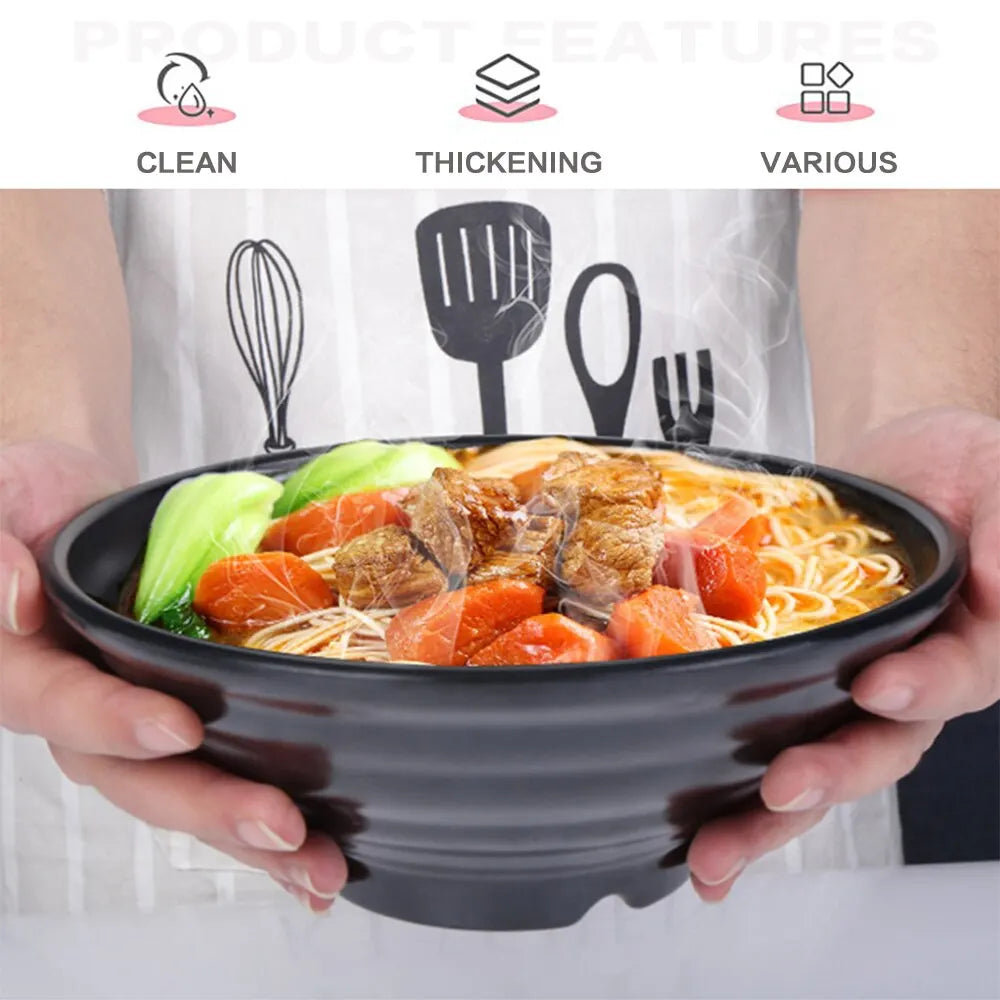 Rynx | Premium Pure Black Large Striped Bowl - High Capacity & Heat Resistant, Stylish and Durable