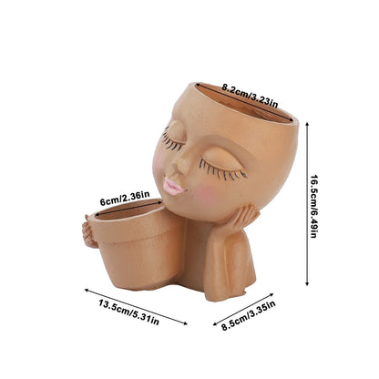 Rynx | Cute Little Girl With Her Pot Flower Planter