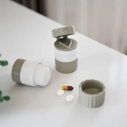 Rynx | 4-in-1 Multifunctional Portable Pill Cutter - Medicine Splitter with 4 Layer Powder Tablet Grinder and Storage Box, Ideal for Travel