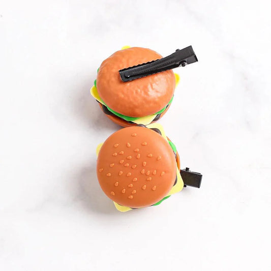 Rynx | 5-piece DIY hairpin set with cute food theme - Cute hamburger, chips, and cookie designs for kids