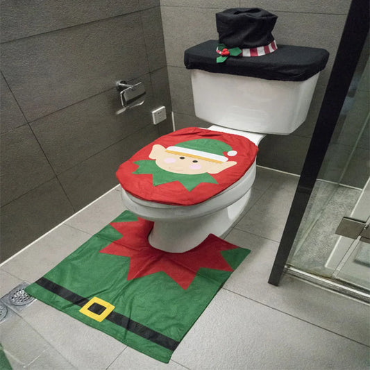 Rynx | New cute Christmas toilet seat covers Creative Santa bath mat Xmas accessories for home New Year Navidad gift decor