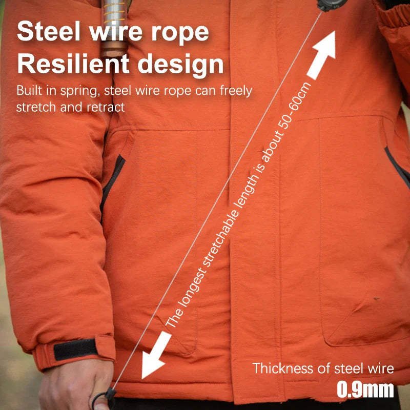 Rynx | Outdoor Retractable Keychain: Wire Rope Reel with Steel Cable Key Ring - Convenient Retractable Tool for Easy Access and Security