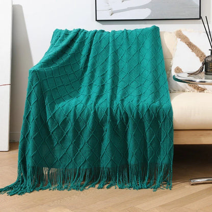 Rynx | purple diamond knit blanket