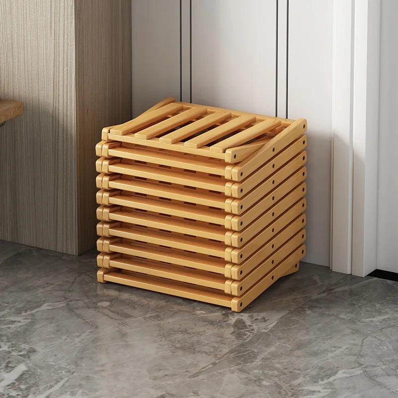 Rynx | Elegant expandable shoe rack made of bamboo with customizable shelf options