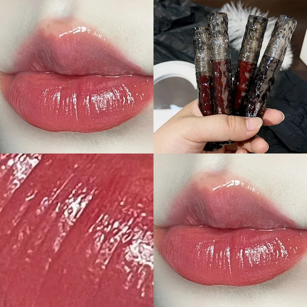 Rynx | 8 Colors Moisturizing Mirror Lip Lacquer Long-lasting Lipstick Black Tea Brown Liquid Lipstick Lip Oil Care Make-up Korean Cosmetics