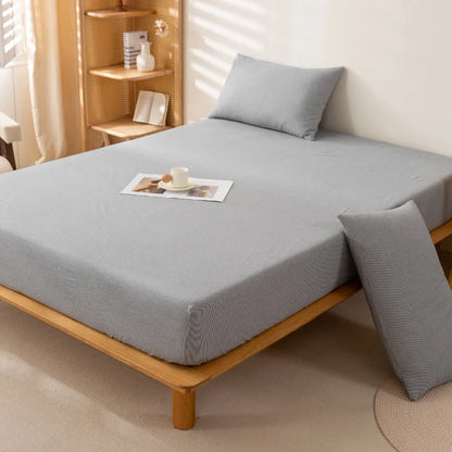 Rynx | Mattress Cover Japanese Style 100% Cotton Woven Fitted Sheet With Elastic Pair Bedding Single Bed Queen King Size