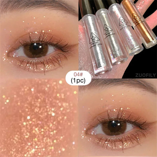 Rynx | 4pcs/1pcs Flüssiger Lidschatten Perlen Glitzer Lang anhaltend Wasserdicht Flüssiger Lidschatten Schnelltrocknender Glitzer Schimmer Augen Make-up