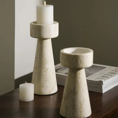 Rynx | Travertine Stone Candle Holder / Decor