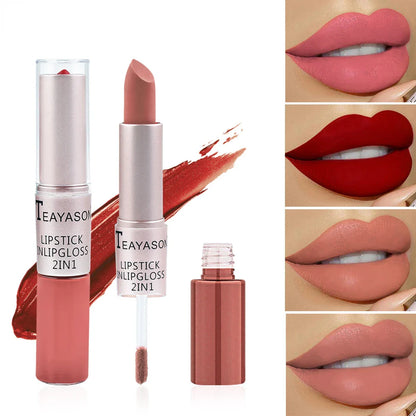 Rynx | Long lasting velvet matte lipstick double-ended lip gloss non-sticky cup lip gloss tint plumper waterproof lipstick makeup