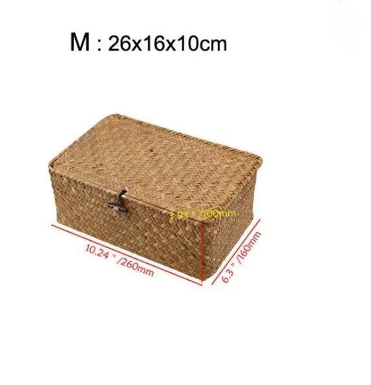 Rynx | Natural Seaweed Laundry Basket with Lid - Stylish Basket for Bath Items, Cosmetics, and Towels